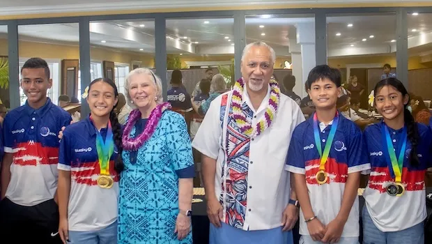 Governor and first lady with some of the Mini games athletes