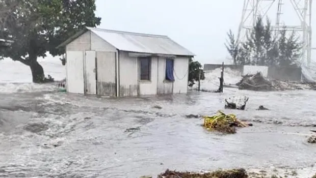 Flooding in Ha'apai group in Tonga from Cyclone Tino