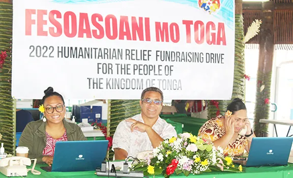 ASG employees manning collection site for Tonga relief effort
