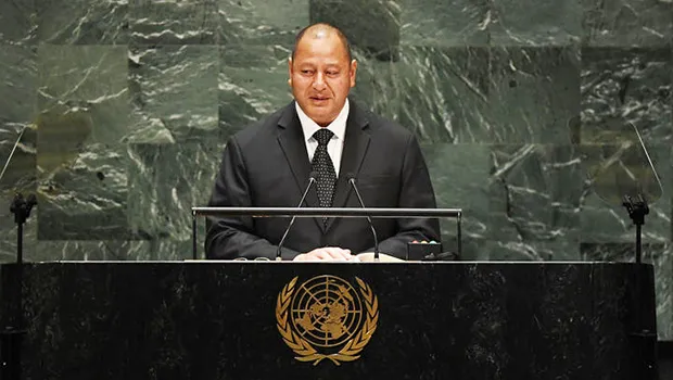 Tonga's King Tupou VI  speaking at U.N.