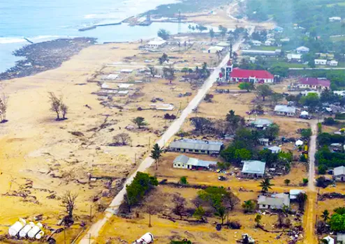 Tonga volcano damage on Nuku'alofa