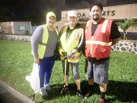  (L-R) Mrs. Tuu Vai (far left), her sister Mrs. Lise Tauiliili (middle) and American Samoa Power Authority engineer Andre Milford 