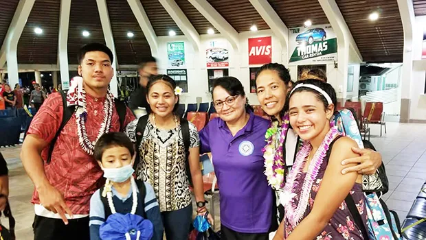 Christinna Lutu-Sanchez (second from right), American Samoa Medicaid Office director Sandra King-Young (third from right) with Lutu-Sanchez’s traveling companions
