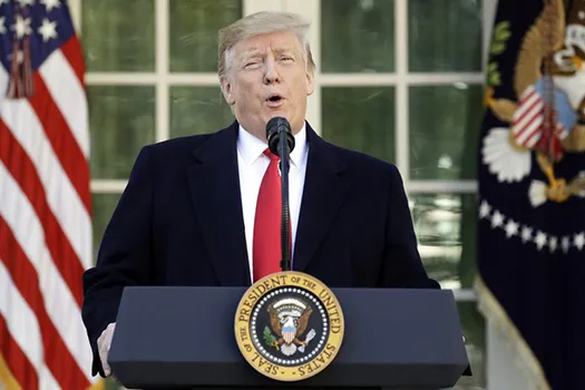 President Donald Trump speaks in the Rose Garden of the White House, Friday, Jan 25, 2019, in Washington