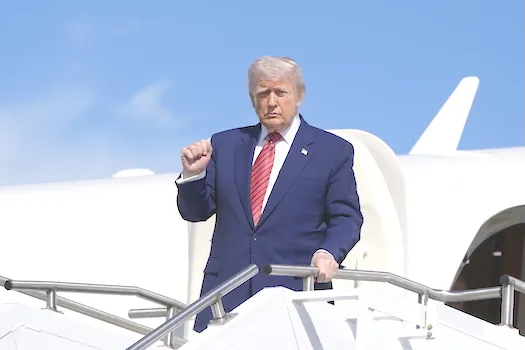 Trump departing aircraft