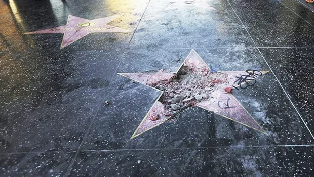 Donald Trump’s vandalized star on the Hollywood Walk of Fame in Los Angeles