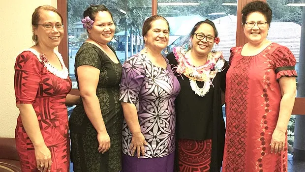Jordanna Maga (second from right), a mathematics’ teacher at Tafuna High School, has been selected as the 2019 Territorial Teacher of the Year (TTOY). Maga is pictured with Education Department director Dr. Ruth Matagi-Tofiga (third from left) and other ASDOE officials.