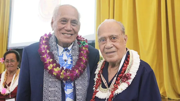 Tui Atua Tupua Tamasese Efi (left) of Samoa, and Fofo I’iga I. F. Sunia