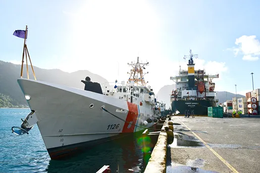 Coast Guard Cutter Joseph Gerczak at the dock in the Port of Pago Pago