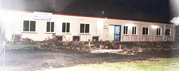 The parking lot renovation at the Veterans Affairs Memorial Center building