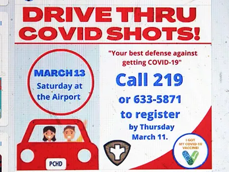 Vaccine drive-thu notice