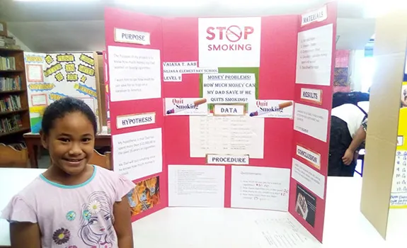 Vaiana Taufuiono Ma’o-Aab with her winning science project