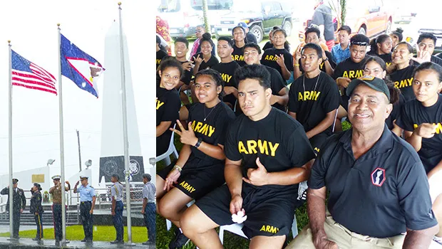 Flag raising and JROTC recruits 