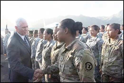 Mike Pene reviewing American Samoa troops