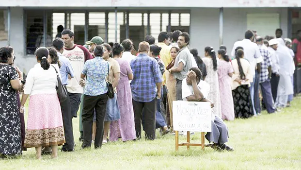 People in line to vote in Fiji