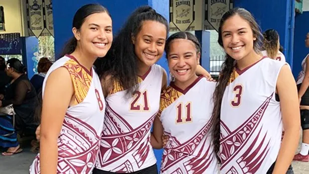 Some of the players of the Tafuna HS Warriors girls’ volleyball team