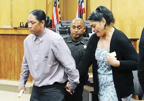 Lama Lauvao and Natisha Tautalatasi are led out of the courtroom after the jury delivered its verdict Tuesday