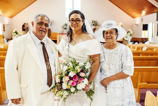 Bride with her parents