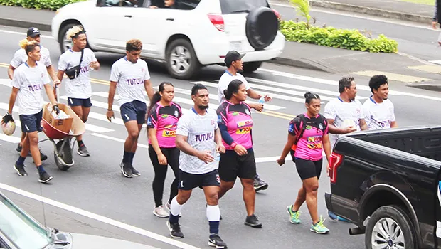 American Samoa rugby teams at their ‘wheelbarrow’ fundraiser 