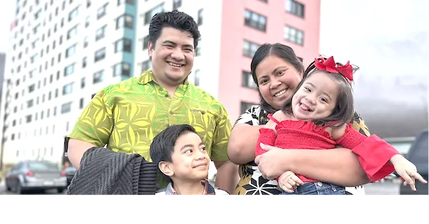 Michael Pese, Tupe Smith, and their children 