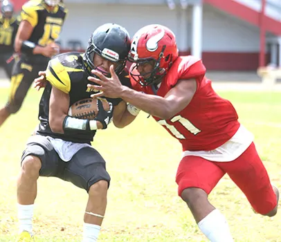Faga’itua Vikings’ Manuita Sofeni greeting Palepua of the Wildcats