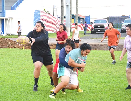 Some members of The American Samoa Women’s Rugby 7s Team, during a practice session