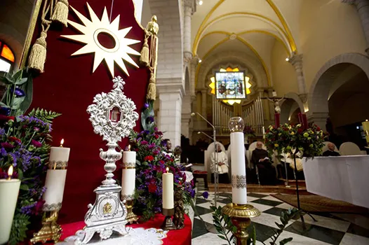 A wooden relic in an ornate case believed to be from Jesus' manger