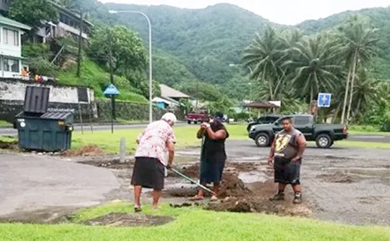 Department of Parks and Recreation, Ken Tupua (far left) with other Parks employees