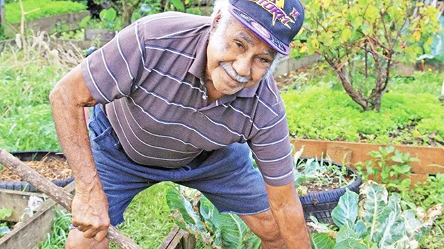 Fa’aleagaina Malo in his garden